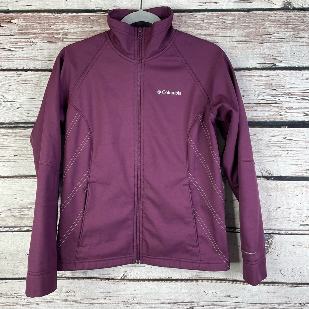 Columbia Women’s Size Small Purple Soft-shell Omni-Shield Jacket Zip‎ Up Pockets